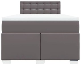 Κρεβάτι Boxspring με Στρώμα Γκρι 120x190εκ. από Συνθετικό Δέρμα - Γκρι