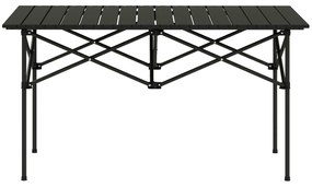 Outsunny Τραπέζι κάμπινγκ Αναδιπλούμενο τραπέζι με ρολό επιφάνεια τραπεζιού Τραπέζι κήπου από αλουμίνιο 2 άτομα 95 x 55cm Μαύρο