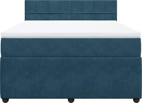 vidaXL Κρεβάτι Boxspring με Στρώμα Μπλε 160x200 εκ. Βελούδινο