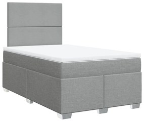 Κρεβάτι Boxspring με Στρώμα Ανοιχτό Γκρι 120x190 εκ. Υφασμάτινο - Γκρι