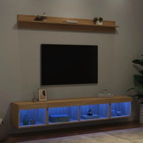 VidaXL Έπιπλα Τοίχου Τηλεόρασης 5 τεμ. LED Sonoma Δρυς από Επεξ. Ξύλο