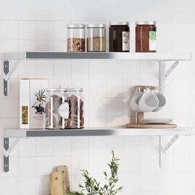 Στηρίγματα Ραφιών 4 Τεμ. Ασημί 23,5x2,5x15,5 Ανοξείδωτο Ατσάλι