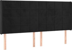 vidaXL Κρεβάτι Boxspring με Στρώμα &amp; LED Μαύρο 200x200 εκ. Βελούδινο