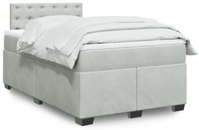 Κρεβάτι Boxspring με Στρώμα Ανοιχτό Γκρι 120x200 εκ. Βελούδινο - Γκρι