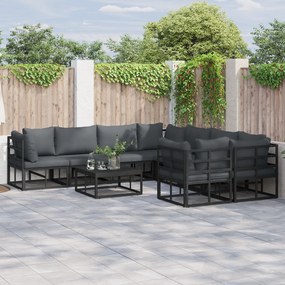 vidaXL Σετ Καναπέ Κήπου 8 pcs Μαύρο 283 x 283 x 71 εκ. Αλουμίνιο