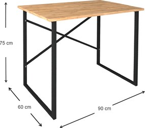 Γραφείο εργασίας Rilke Megapap χρώμα μαύρο - pine oak 90x60x75εκ.