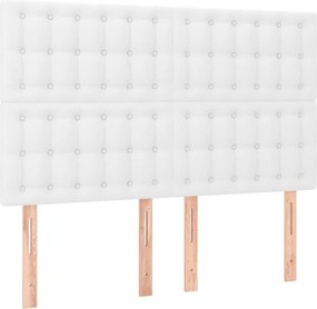 vidaXL Κρεβάτι Boxspring με Στρώμα Λευκό 140x190εκ.από Συνθετικό Δέρμα