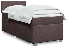 Κρεβάτι Boxspring με Στρώμα Σκούρο Καφέ 80x200 εκ. Υφασμάτινο