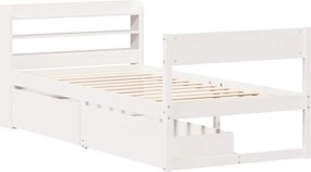 vidaXL Σκελετός Κρεβ. Χωρίς Στρώμα Λευκό 75x190 εκ Μασίφ Πεύκο