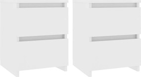 vidaXL Κομοδίνα 2 τεμ. Λευκά 30 x 30 x 40 εκ. από Επεξ. Ξύλο