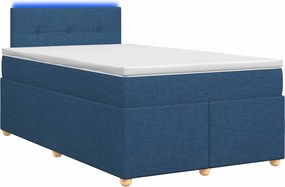 vidaXL Κρεβάτι box spring με στρώμα Μπλε 120 x 200 cm Ύφασμα