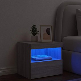 vidaXL Κομοδίνο με Φώτα LED Γκρι Sonoma 50x40x45 εκ.
