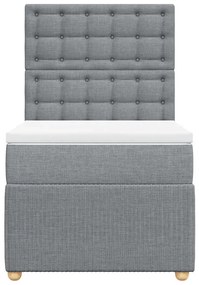 vidaXL Κρεβάτι Boxspring με Στρώμα Ανοιχτό Γκρι 100x200 εκ. Υφασμάτινο
