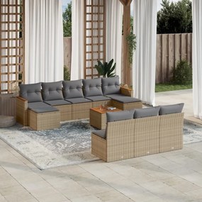 vidaXL Patio Sofa Set 10-θέσια Μικτό μπεζ