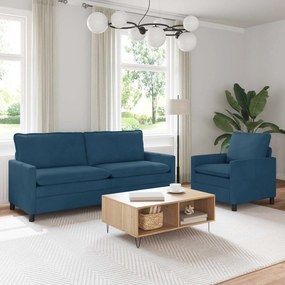 vidaXL Σετ Καναπέ 2 pcs Μπλε Βελούδο