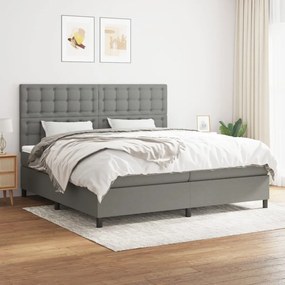 Κρεβάτι Boxspring με Στρώμα Σκούρο Γκρι 200x200 εκ. Υφασμάτινο