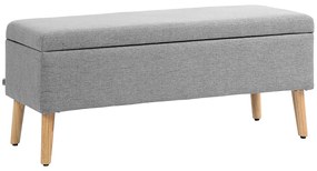 HOMCOM Πάγκος αποθήκευσης με επένδυση, κάλυμμα σε όψη λινάτσας, πόδια από καουτσούκ ξύλο, έως 220 kg, 110x39x45cm, Γκρι