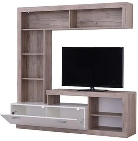 Wall Unit Glen Grey Oak - White 170x41x170 cm