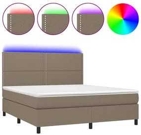vidaXL Κρεβάτι Boxspring με Στρώμα &amp; LED Taupe 180x200 εκ. Υφασμάτινο