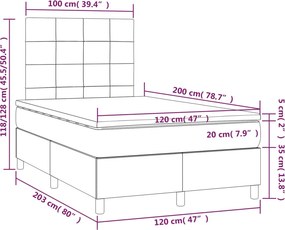 vidaXL Κρεβάτι Boxspring με Στρώμα Taupe 120x200 εκ. Υφασμάτινο