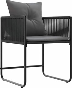 vidaXL Καρέκλα με μαξιλάρι 4 pcs Μαύρο και Ανθρακί Ράτα PE