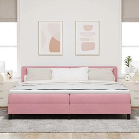 vidaXL Κρεβάτι με Ελατήρια και Στρώμα Ροζ 200 x 200 cm ύφασμα