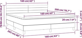 vidaXL Κρεβάτι Boxspring με Στρώμα Μπλε 160x200 εκ. Υφασμάτινο