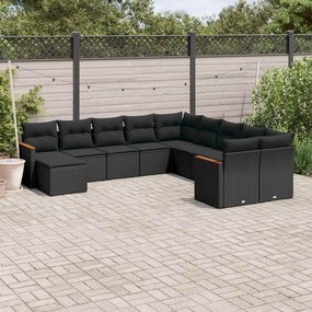 vidaXL Patio Sofa Set 9-θέσια Black