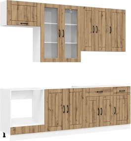 vidaXL Μονάδα κουζίνας LUCCA 8 pcs Artisan Δρυς Επεξεργασμένο Ξύλο