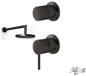 La Torre ELLE316 Black Brushed PVD ΣΕΤ Ανακλινόμενη κεφαλή+Μπράτσο τοίχου+Μίκτης εντοιχισμού