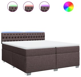 vidaXL Κρεβάτι Boxspring με Στρώμα Σκούρο Καφέ 200x200 εκ. Υφασμάτινο