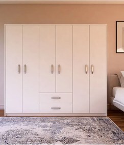 Stewehome Ευρύ ντουλάπι με 6 πόρτες και 2 συρτάρια κλασικού στιλ 200x50x50 cm