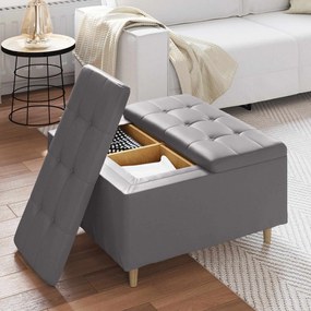 vidaXL Οθωμανικό αποθήκευσης Γκρι 80 x 80 x 45 cm Τεχνητό δέρμα