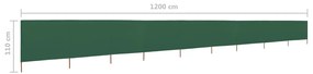 vidaXL Προστατευτικό Αέρα με 9 Πάνελ Πράσινο 1200 x 80 εκ. Υφασμάτινο