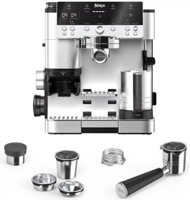 Ninja Luxe Café Premier ES601 3σε1, 1650W, 15 bar, 2 λίτρα, Barista Assist, texturirane χωρίς επαφή, 4 λειτουργίες, 3 ρυθμίσεις θερμοκρασίας, Inox/μαύρο.