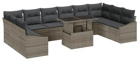 vidaXL Σετ Καναπέ Κήπου με μαξιλάρι 11 pcs Γκρι 100 x 55 x 73 εκ