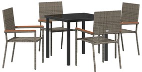 vidaXL 5 Τεμαχίων Σετ Τραπεζαρίας Κήπου Γκρίζο Πολυ Ράτταν