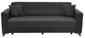 Καναπές-κρεβάτι με αποθηκευτικό χώρο τριθέσιος Modestole pakoworld μαύρο ύφασμα 215x85x80εκ