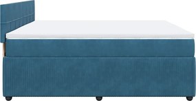 vidaXL Κρεβάτι Boxspring με Στρώμα Μπλε 180x200 εκ. Βελούδινο