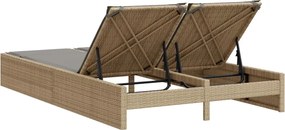 vidaXL Ξαπλώστρα Διπλή Μπεζ από Συνθετικό Ρατάν με Μαξιλάρια