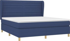 vidaXL Κρεβάτι Boxspring με Στρώμα Μπλε 180x200 εκ. Υφασμάτινο