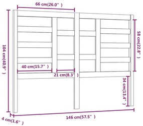 vidaXL Κεφαλάρι Κρεβατιού Μελί 146x4x104 εκ. από Μασίφ Ξύλο Πεύκου