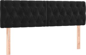 vidaXL Κρεβάτι Boxspring με Στρώμα Μαύρο 140x190 εκ. Βελούδινο