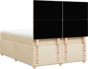 vidaXL Κρεβάτι Boxspring με Στρώμα Κρεμ 140x200 εκ. Υφασμάτινο