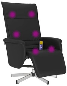 vidaXL Πολυθρόνα Μασάζ Ανακλινόμενη με Υποπόδιο Μαύρη Συνθετικό Δέρμα