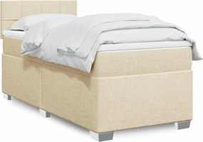 vidaXL Κρεβάτι Boxspring με Στρώμα Κρεμ 90x200 εκ.Υφασμάτινο