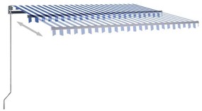 Τέντα Αυτόματη με LED &amp; Αισθ. Ανέμου Μπλε / Λευκό 450x350 εκ. - Μπλε
