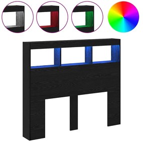 vidaXL Κεφαλάρι Ντουλάπι με LED με ράφι Μαύρη δρυς 122 x 17 x 102 εκ