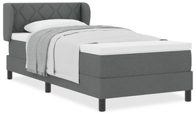 vidaXL Κρεβάτι Box Spring με Στρώμα Σκούρο Γκρι 90x200 εκ Ύφασμα