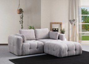 Corner Sofa Amaris 2 Seater With Pouffe - Light Grey Light Grey